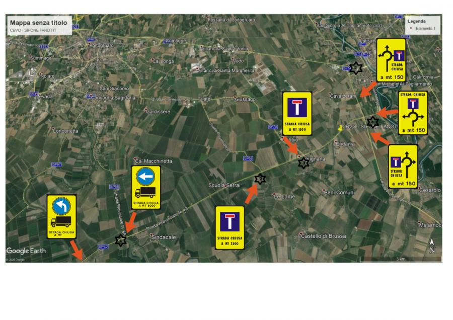 SP42 disposizione segnaletica stradale per chiusura